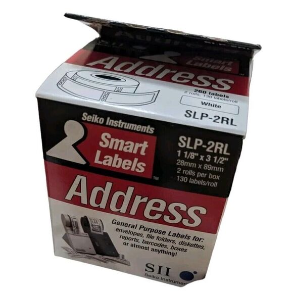 Seiko Instruments White Address‎ Labels for Smart Label Printers (SLP-2RL) New - Picture 1 of 1